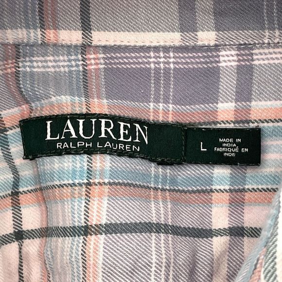 Lauren Ralph Lauren Double Pocket Soft Plaid Flannel Button Down Shirt Large - Picture 8 of 11